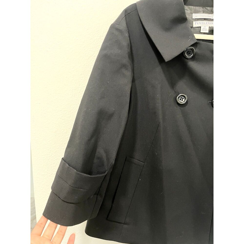 Black Wool Pendleton Trench Coat - image 4